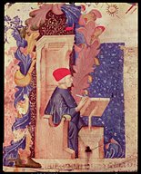 illumination of Dante writing Commedia